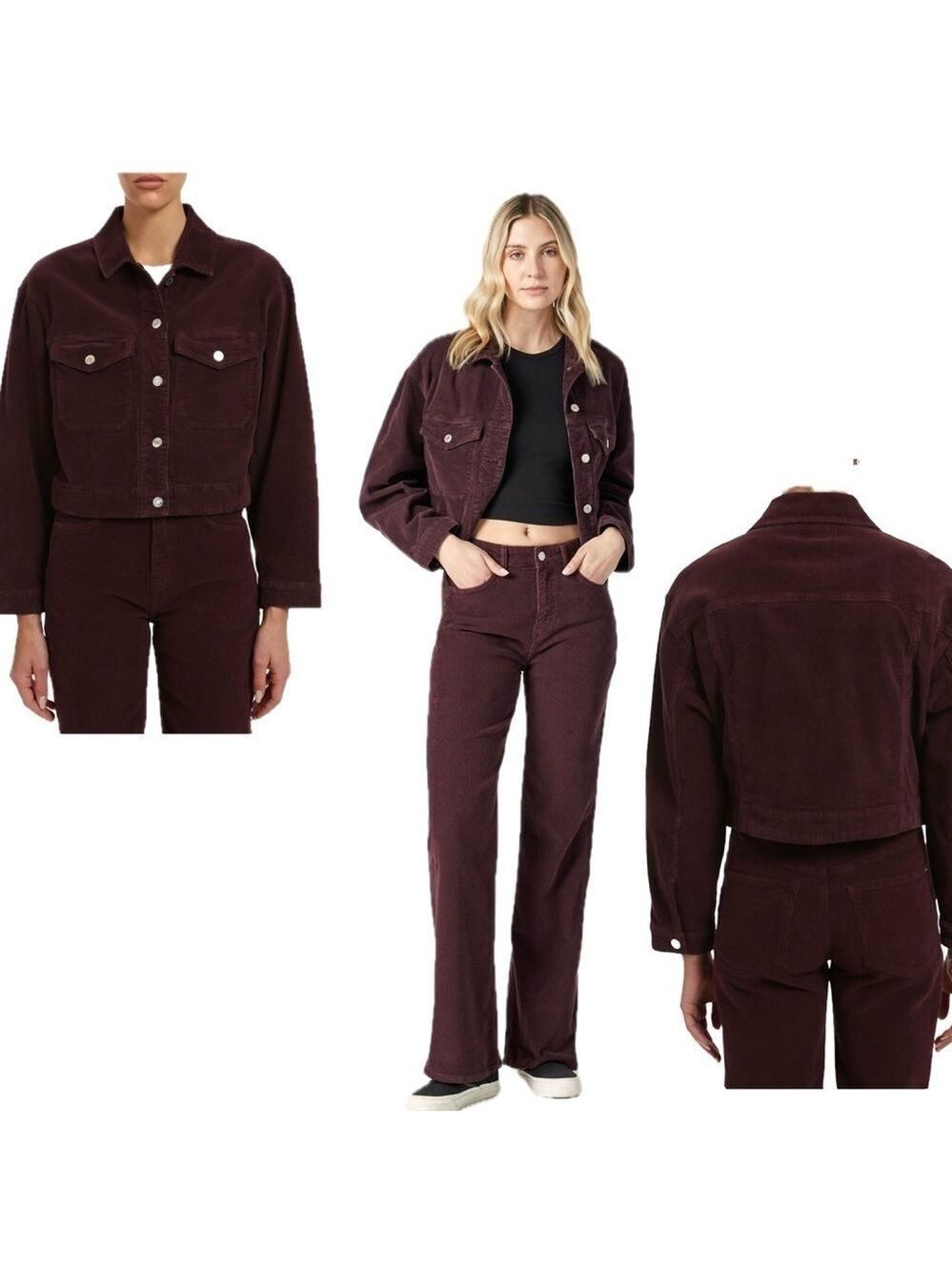 Mavi Women's Maren Mahogany Corduroy Cropped Jacket Sz XL NWT Button Front